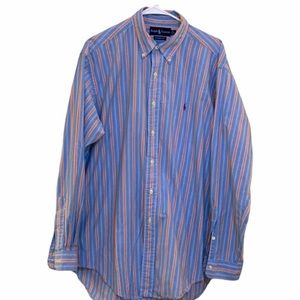 Ralph Lauren Classic Fit Button Up Blue Orange - Large